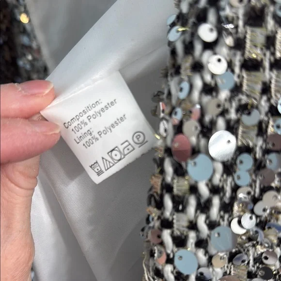 Sequin Embellished Jacket - Silver - Size Large (10-14) - Picture 7 of 13